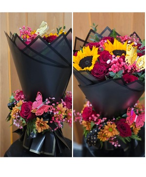 Double Take  Roses and Sunflowers