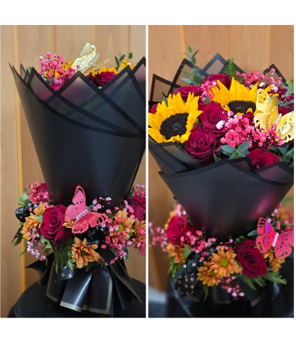 Double Take  Roses and Sunflowers