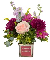 Double Time Spring Mix with 22oz Candle in Magnolia, Texas | ANTIQUE ROSE FLORIST