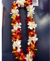 Double White & Red Graduation Lei  
