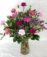 Dozen Carnations - various colors Vase