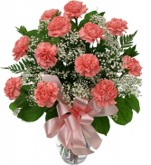 Dozen Carnations Vase Arrangement