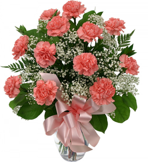 Dozen Carnations Vase Arrangement