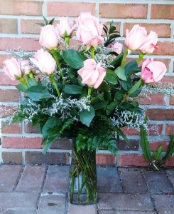 Dozen Color Roses Vase