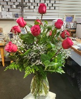 Dozen Hot Pink Cherrio Roses 