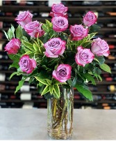 Dozen Lavender Roses Rose Arrangement