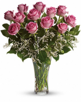 Dozen Long Stem Pink Roses Fresh Rose Arrangement