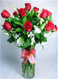 Dozen Long Stem Red Roses with Orchids in Las Vegas, NV | FLOWERS OF THE FIELD Dozen Long Stem Red Roses with Orchids in Las Vegas, NV | FLOWERS OF THE FIELD