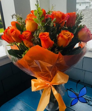 Dozen Long Stemmed Orange Roses 