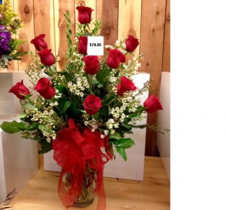 Any color dozen roses arranged in a vase Dozen Long Stemmed Imported Roses