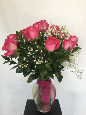 Dozen Orange or Pink Roses Arrangement