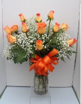 DOZEN ORANGE VALENTINES DAY ROSES VALENTINES DAY ARRANGEMENTS