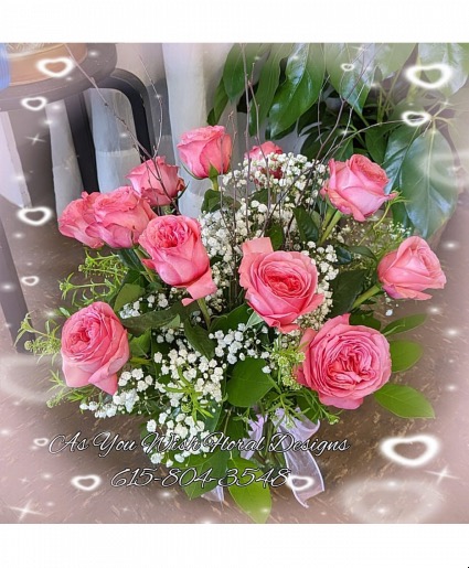 Dozen Pink Expression Garden Roses Valentines