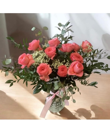 Dozen Pink Expression Garden Roses Valentines 