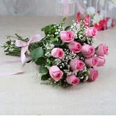 Dozen pink rose bouquet 