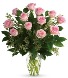 Dozen Pink Roses Vase Arrangement 