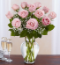 Dozen Pink Roses in a Vase Classic Pink 