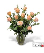 Dozen Premium Peach Roses Rose Arrangement