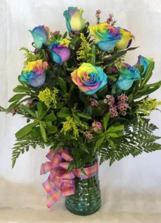 Dozen Rainbow Roses  Specialty Rose Arrangement in Virginia Beach, VA | Flower Lady