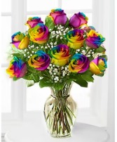 Dozen rainbow roses  