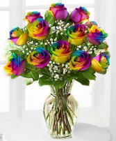 Dozen Rainbow Roses Bouquet