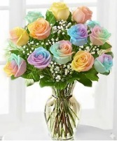 Dozen PASTEL Rainbow Roses Bouquet