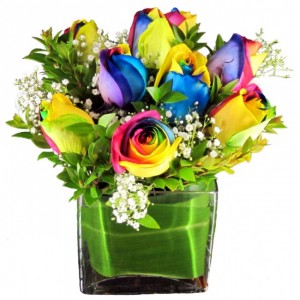 DOZEN RAINBOW ROSES  *LOCAL DELIVERY ONLY*