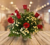 Dozen Red Roses Vase Arrangement