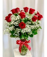 Dozen Red Rose Bouquet Green Thumbers Special