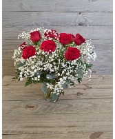 Dozen Red Rose Vase Arrandment Arrangement