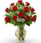 Dozen Red Roses Bouquet Vase