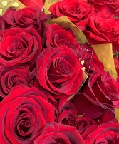Dozen Red Roses Wrapped Cut Bouquet