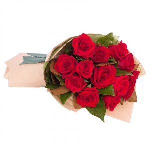Dozen Red Roses Hand Tied Bouquet
