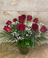 Dozen Red Roses in a vase 