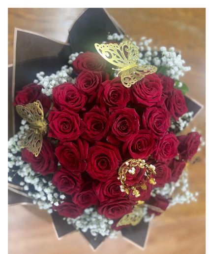 Dozen red roses in a wrap  roses