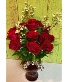 DOZEN RED ROSES IN RED URN 