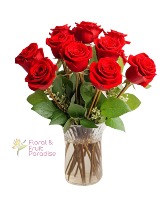 Dozen Red Roses in Vase Vase Arrangement