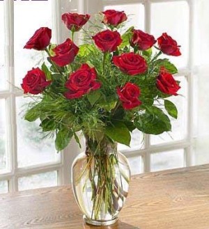 Dozen Red Roses Rose Arrangement