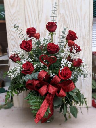 Dozen Red Roses Vase