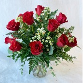 Dozen Red Roses Vase Arrangement