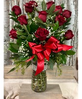 Dozen red roses Vase Arrangement 