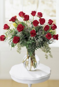 18 Red Roses Vase arrangement of beauty