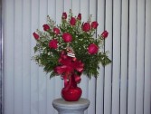 Dozen Red Roses Vase