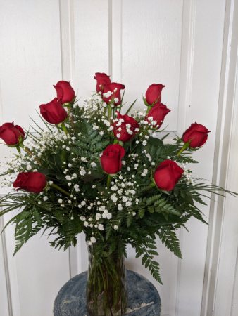 Dozen Red Roses  Vase Arrangement