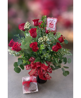 Dozen Red Roses with Dubai Chocolate 