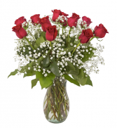 Dozen Red Roses with filler / greens Valentine