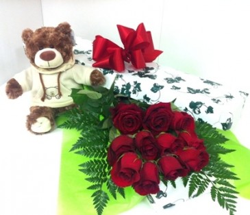 Dozen Red Roses With Teddy Order early for Valentine's Day to ensure delivery