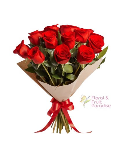 Dozen Red Roses Wrap Arrangement