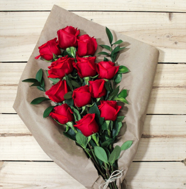 Dozen Red Roses Wrapped