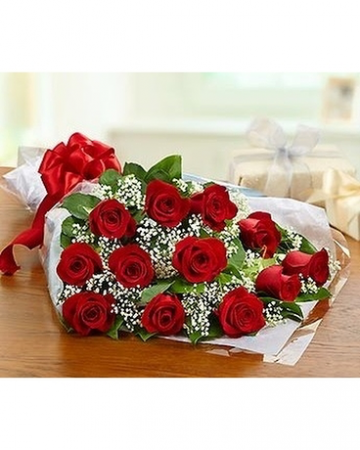 Dozen Red Roses Wrapped Bouquet  in Red Lake, ON | FOREVER GREEN GIFT BOUTIQUE